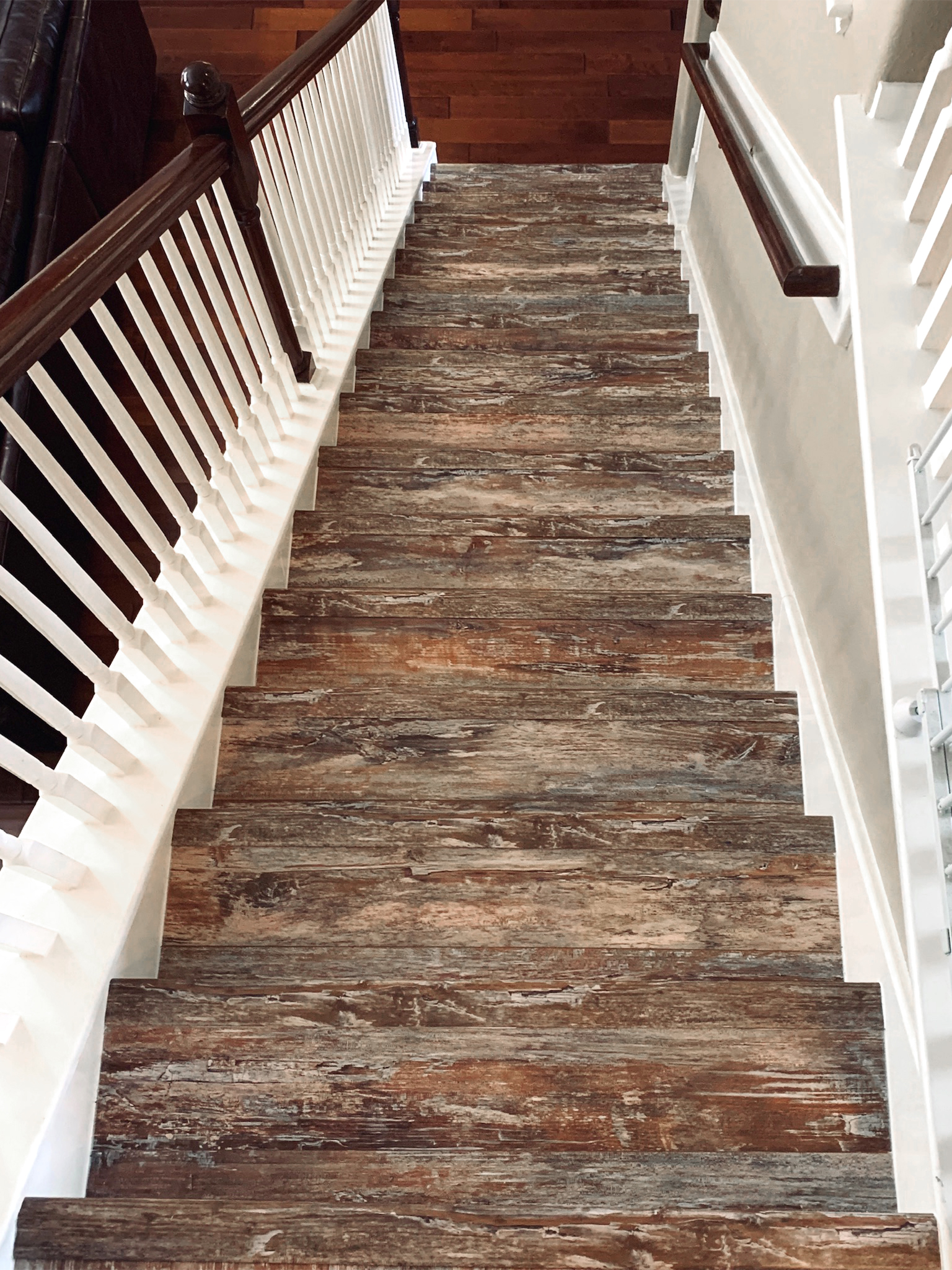 rustin looking vinyl staircase installation, wfa's custom hardwood floors, houston texas